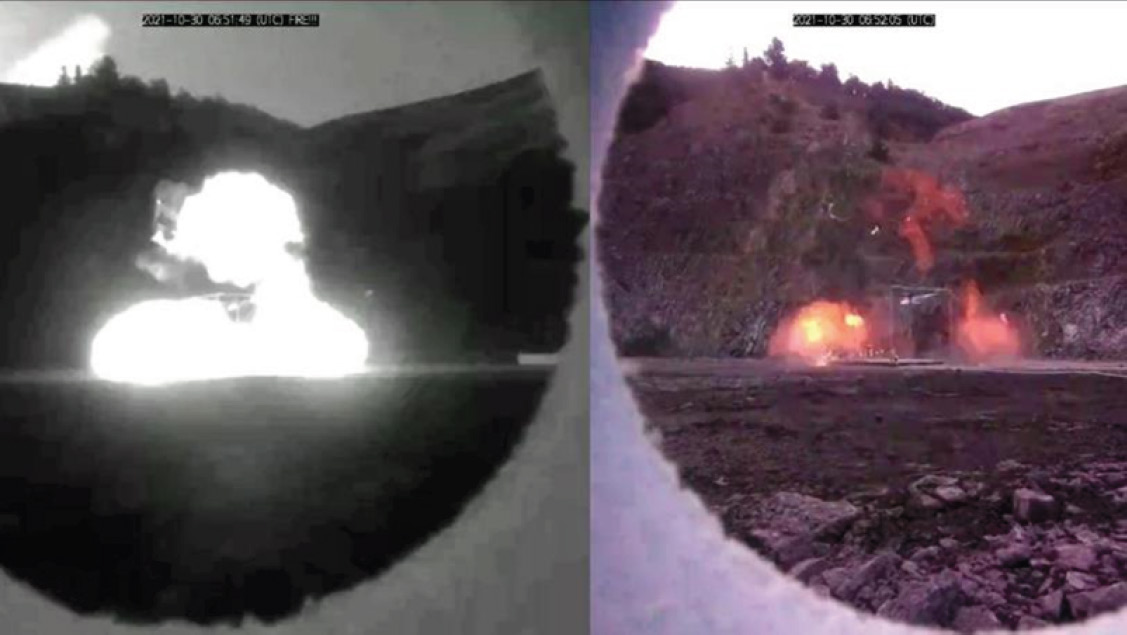 Comparación de explosión de hidrógeno - video infrarrojo cercano vs color